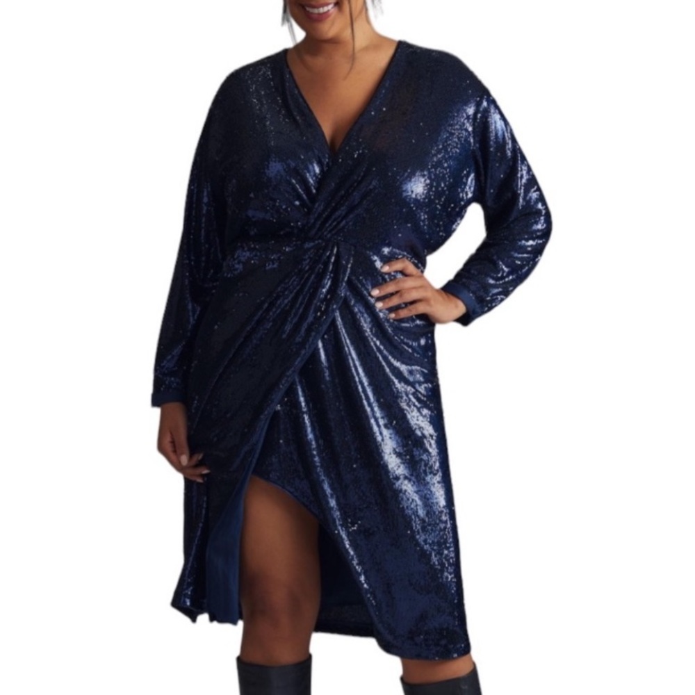 Anthropologie Sequin Faux Wrap Dress 20W - NWT